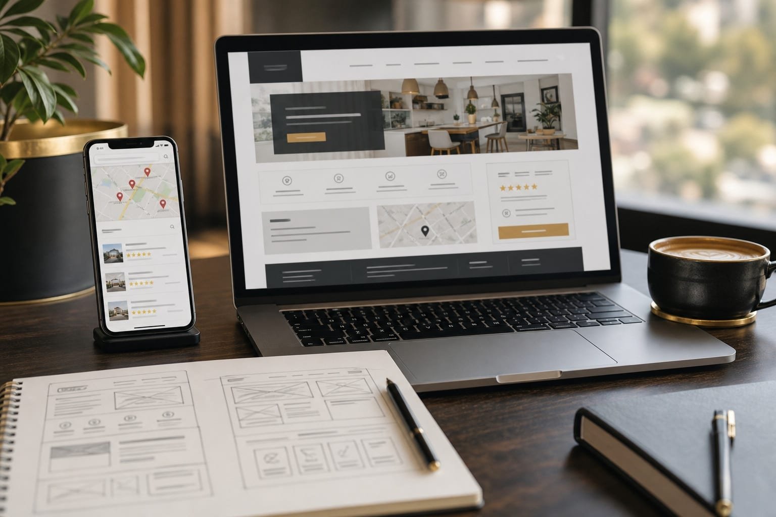 Laptop and phone showing a local SEO website plan