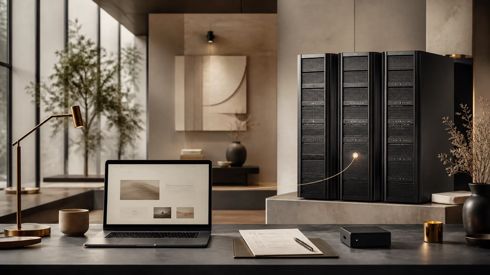 Managed website hosting infrastructure connected to a website operations desk